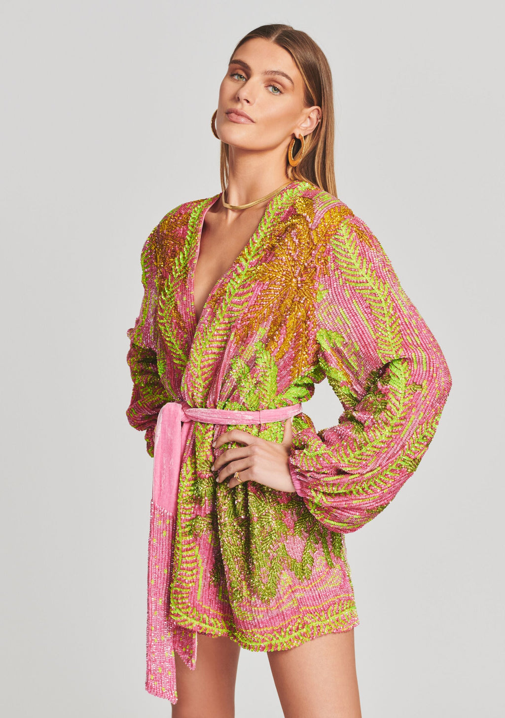 Gabrielle Sequin Palm Robe