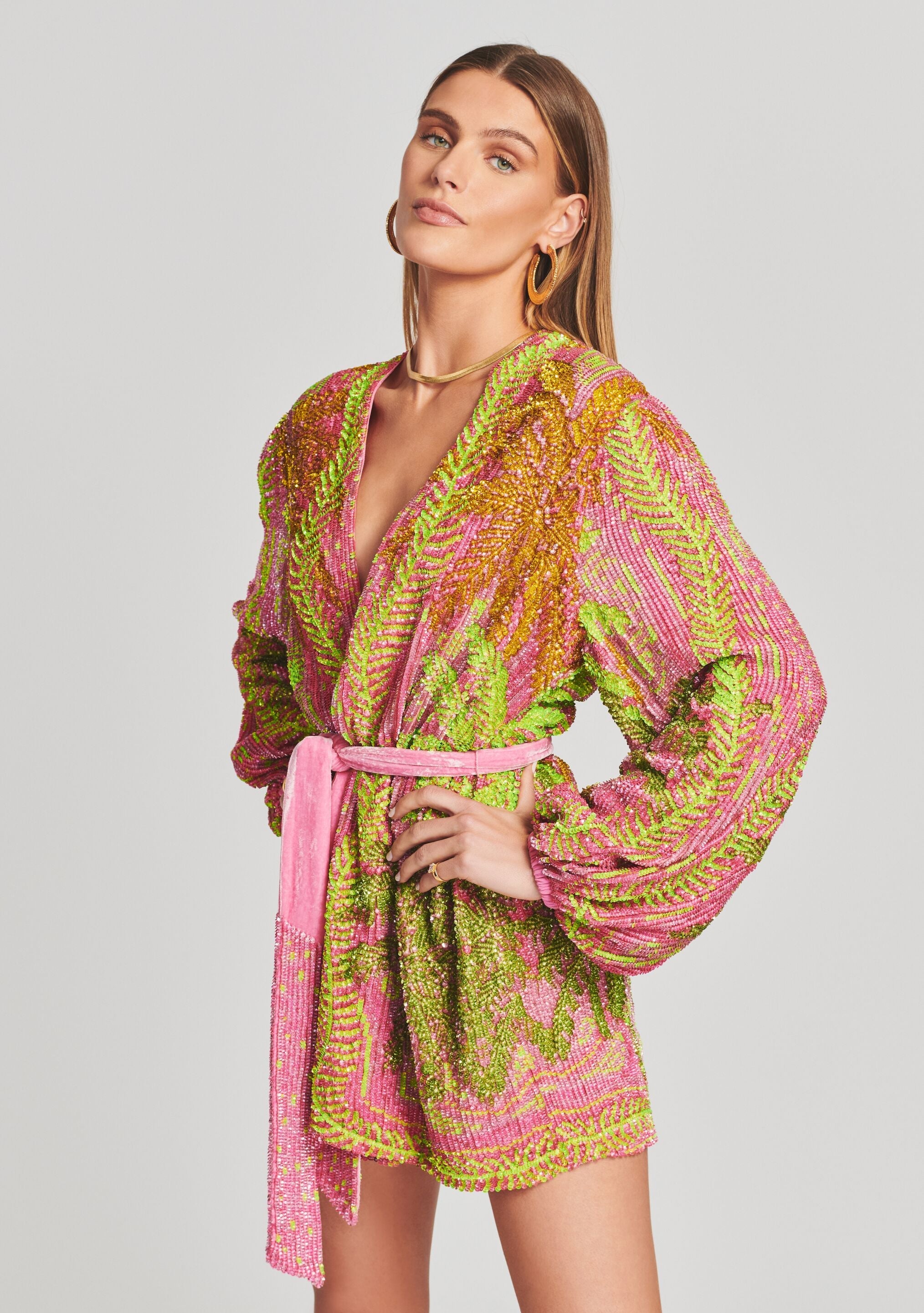 Gabrielle Sequin Palm Robe