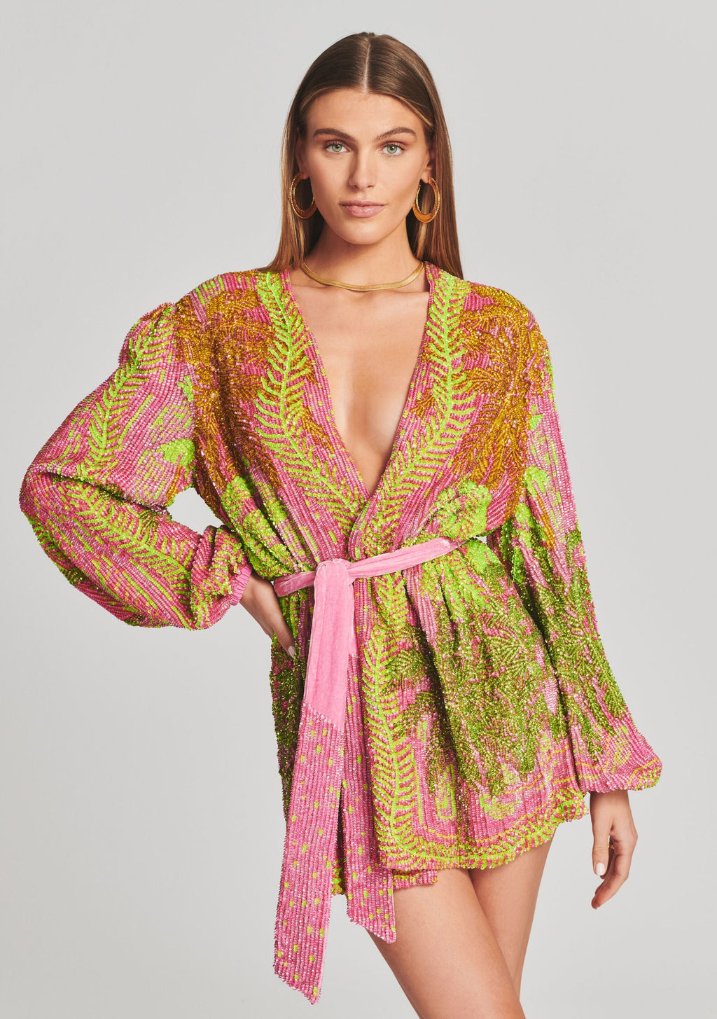 Gabrielle Sequin Palm Robe