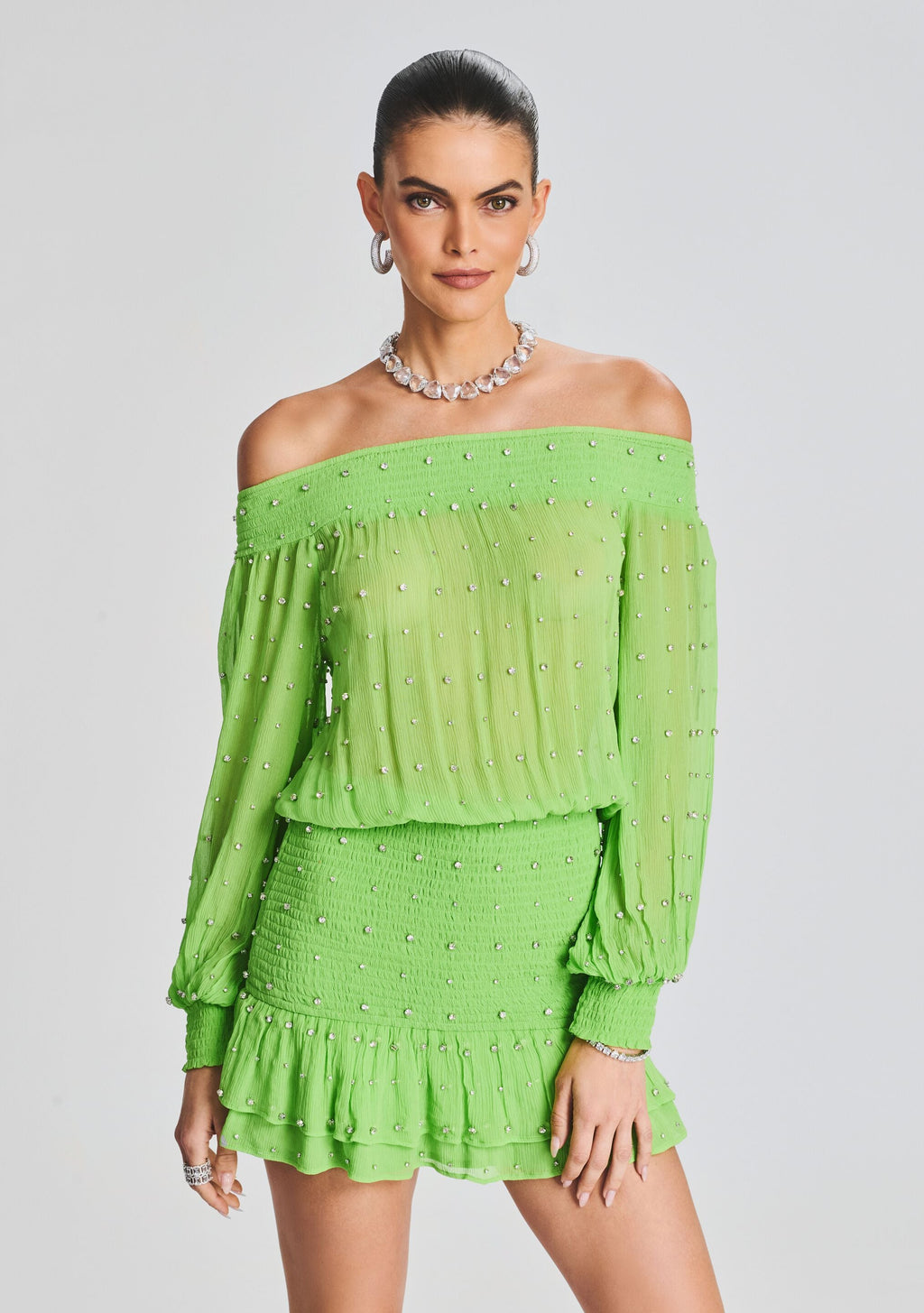 Taisha Embellished Silk Chiffon Dress