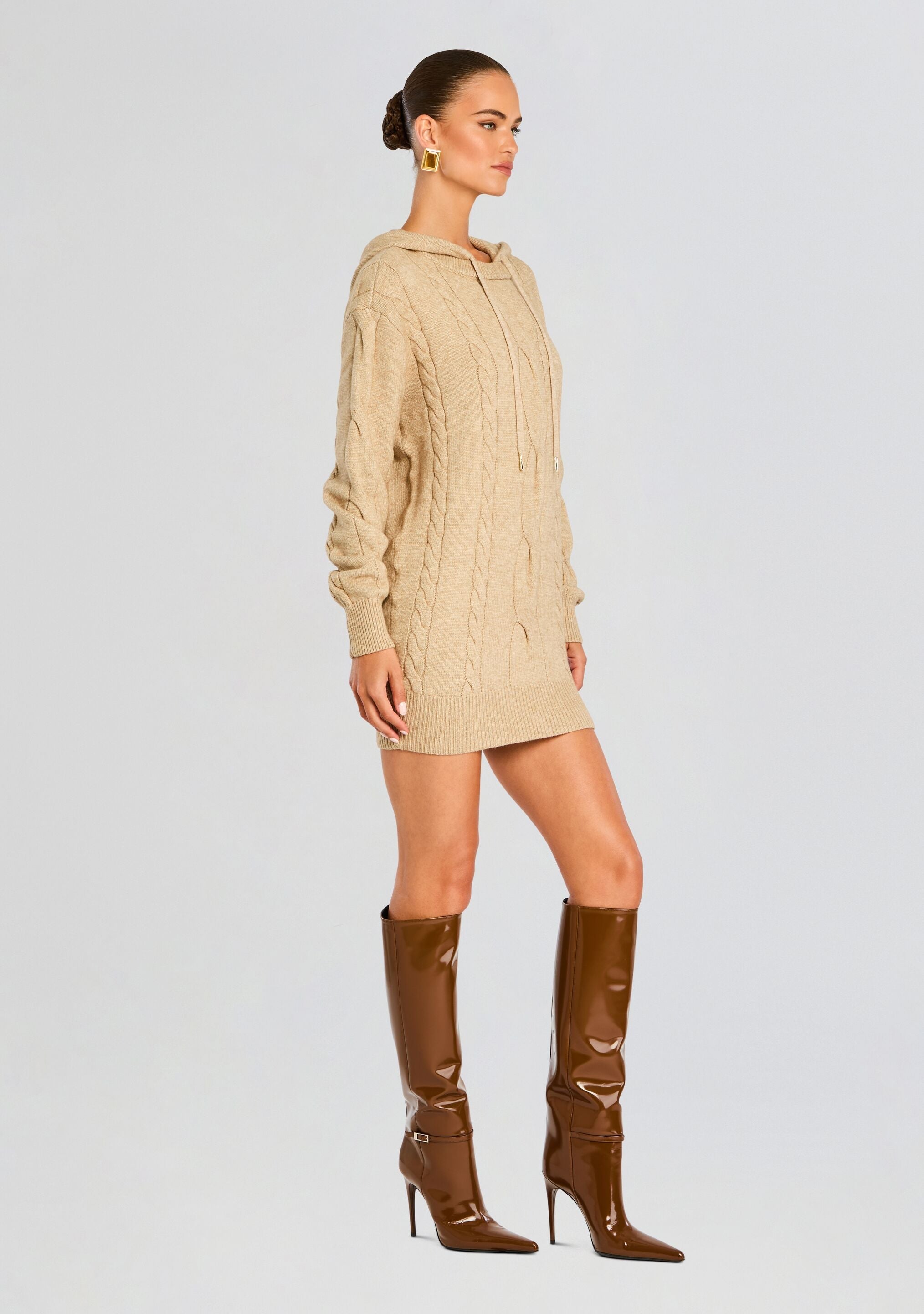 Cab Cable Knit Hoodie Dress