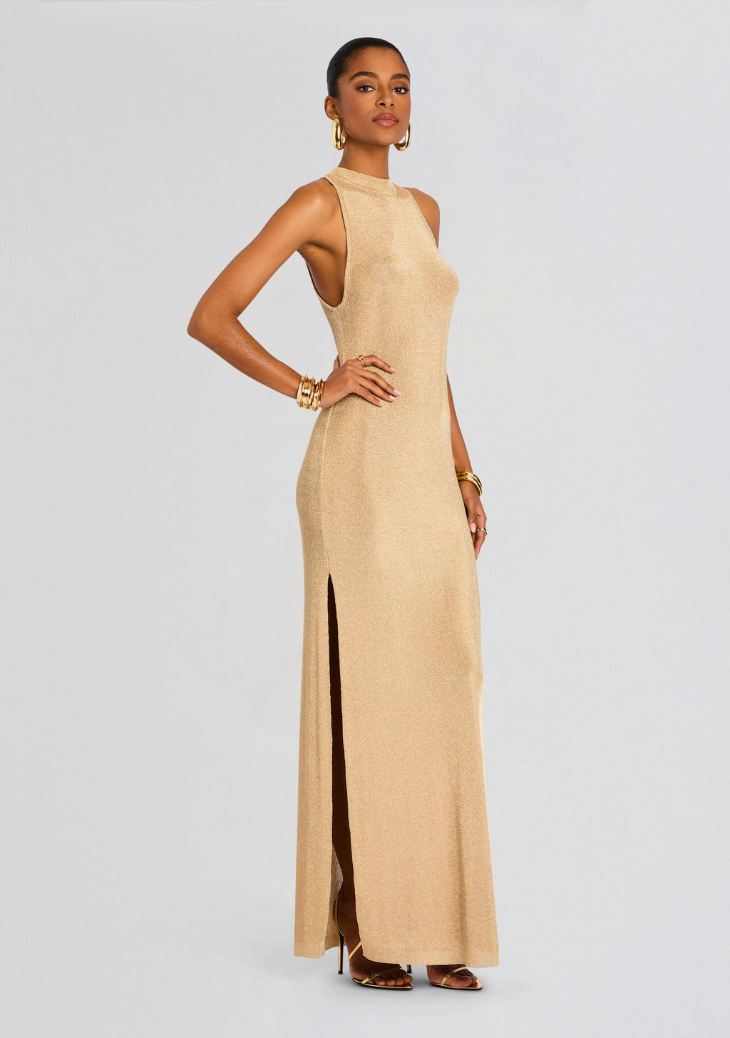 Henne Metallic Knit Maxi Dress